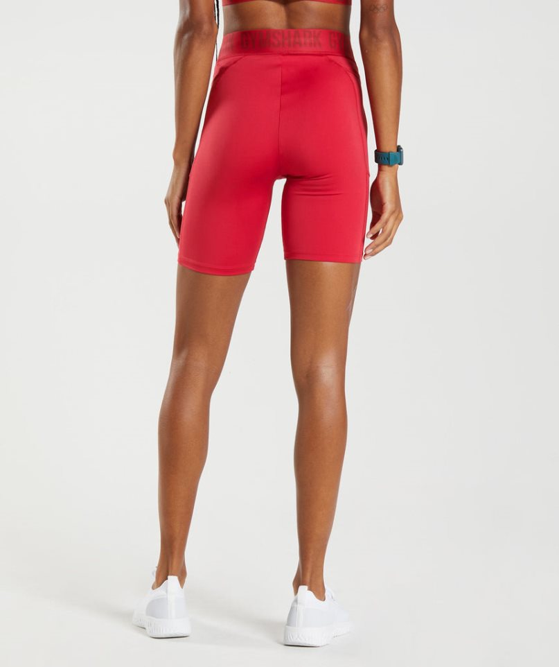 Women's Gymshark Training Brandmark Cycling Shorts Red | NZ 2NXCEW